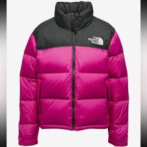 Never Work North Face puffer jacket- fusia